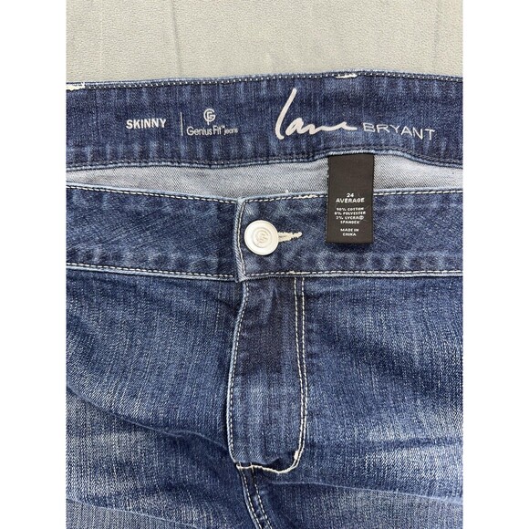 Lane Bryant Genius Fit Jeans Womens 24 Blue Skinny Distressed Embroidered Pocket - Picture 3 of 9